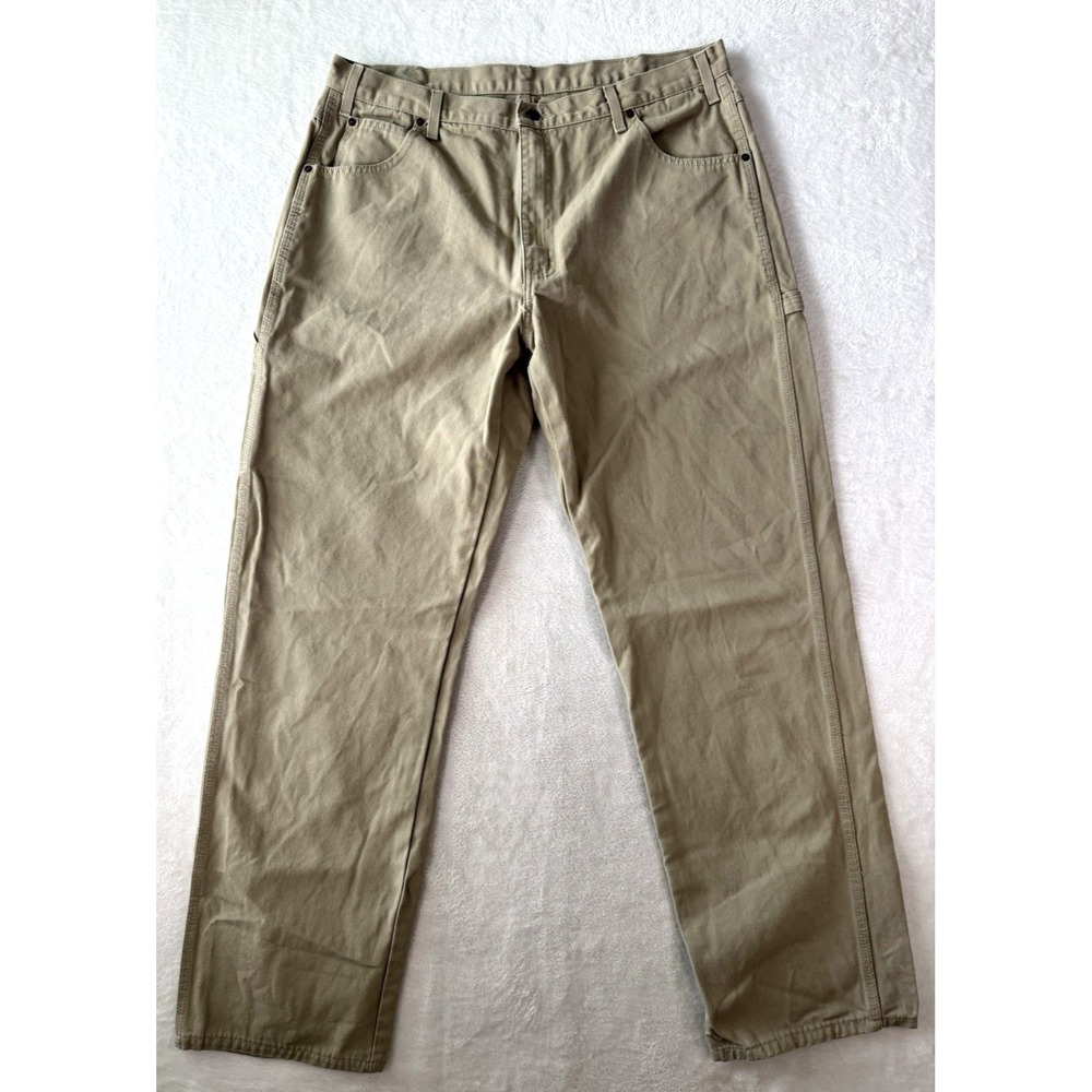 Dickies Pants Men's 38x34 Carpenter Gray Beige Cotton Duck Utility Workwear